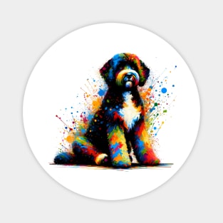 Colorful Abstract Splash Art Portuguese Water Dog Magnet